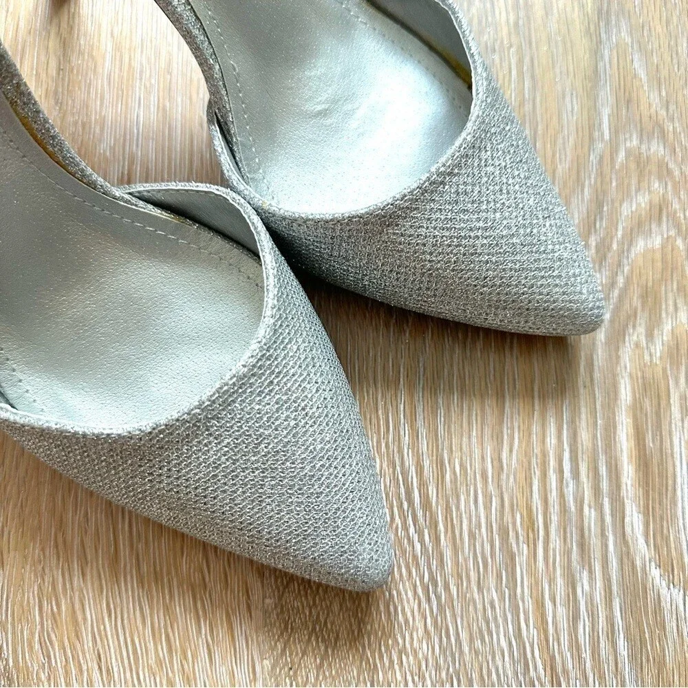 NWT Dream Pairs Silver Pumps Oppointed Lacey Pointed Toe Shoes w/Ankle Strap - 8
